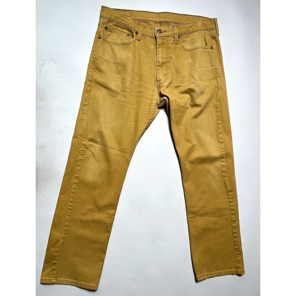 Levi's Men's Tan Denim Jeans Slim Straight Fit Low Rise 5-Pocket Logo